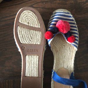 J Crew espadrille flats with pom poms
